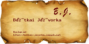 Bátkai Jávorka névjegykártya